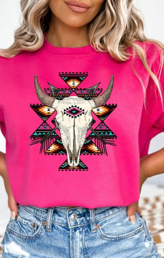 Aztec Bull Skull Sweatshirt ~ unisex crew sizes sm-4xl