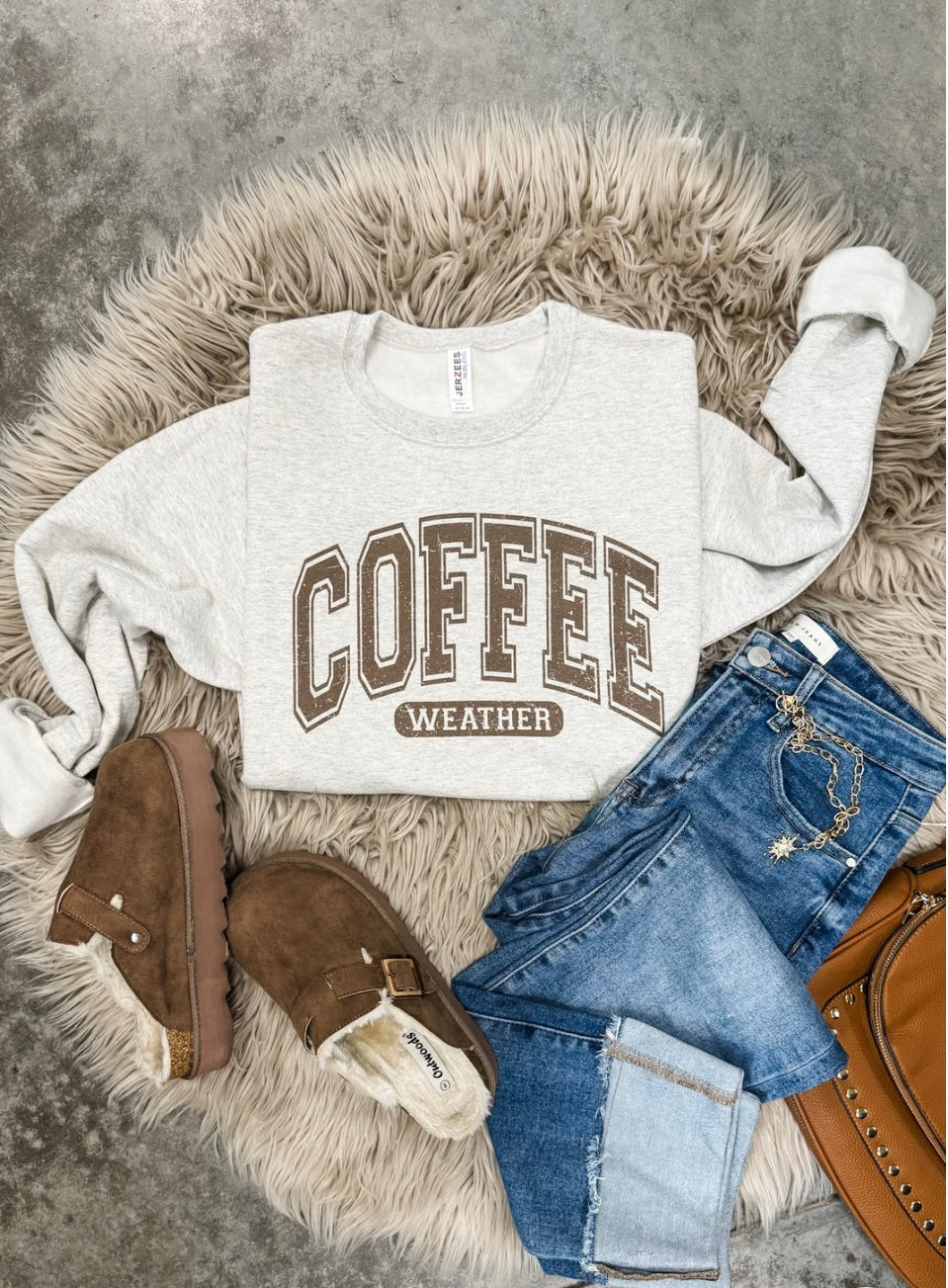 Crewneck Crew Sweatshirt: coffee weather