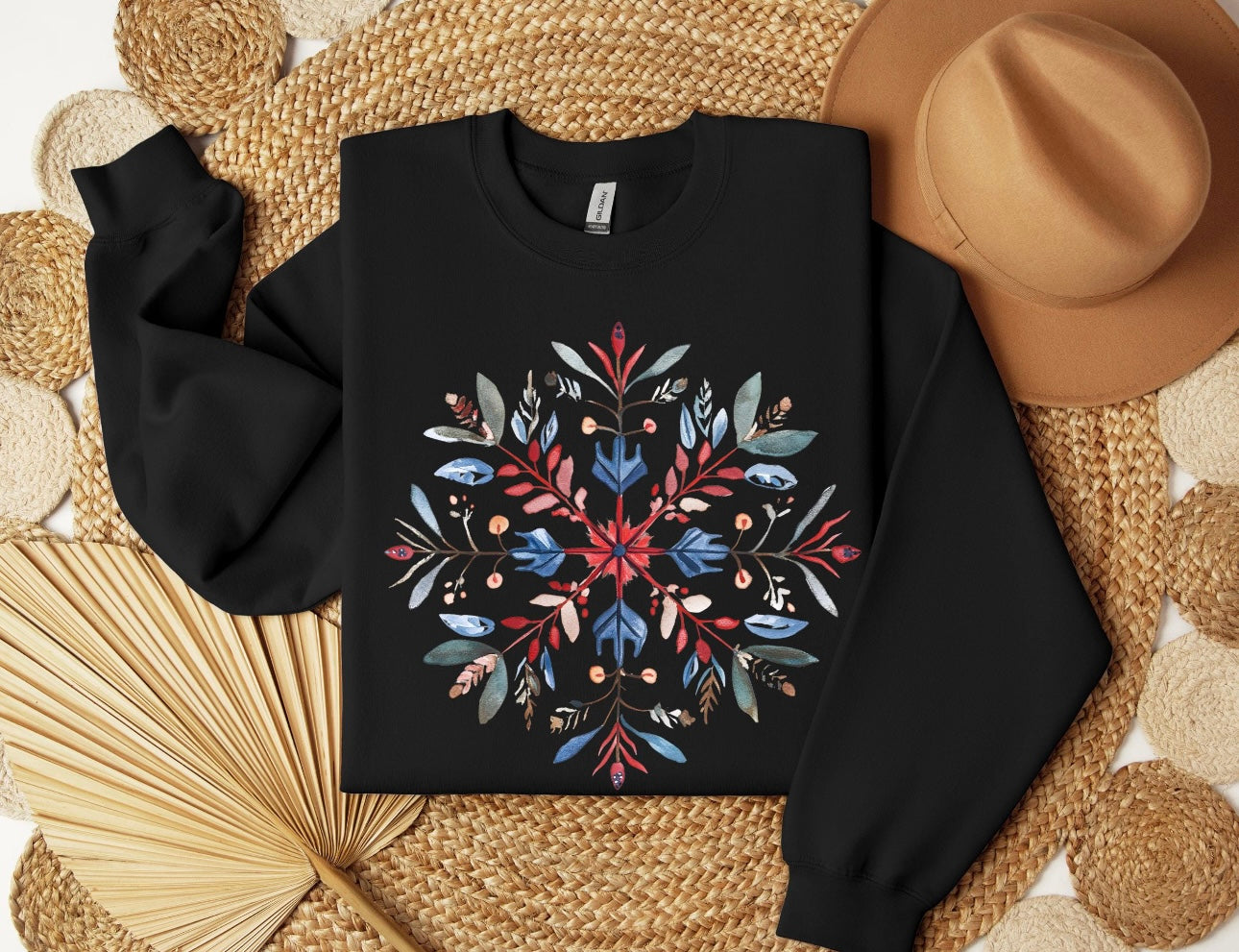 Snowflake-Flower Crewneck Sweatshirt