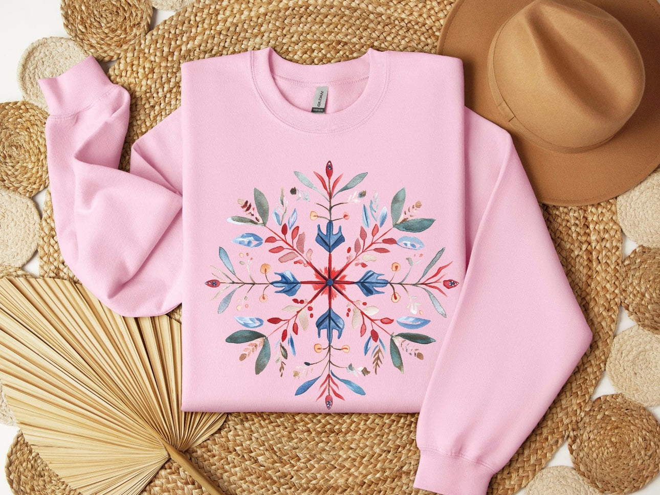 Snowflake-Flower Crewneck Sweatshirt